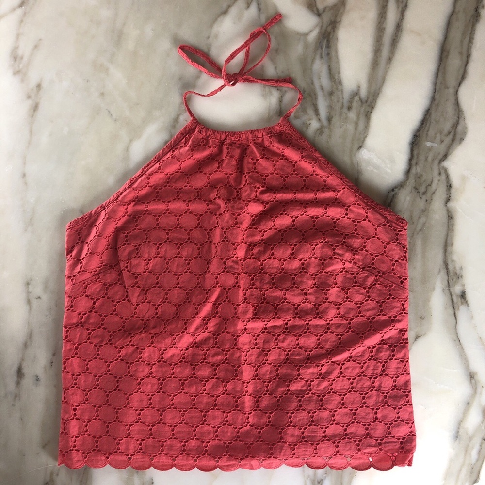Lovely J.Crew Hot Coral Orange Halter Top